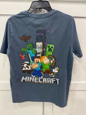 Old Navy Kids Minecraft Graphic Tee in Slate Blue with Multicolor Print